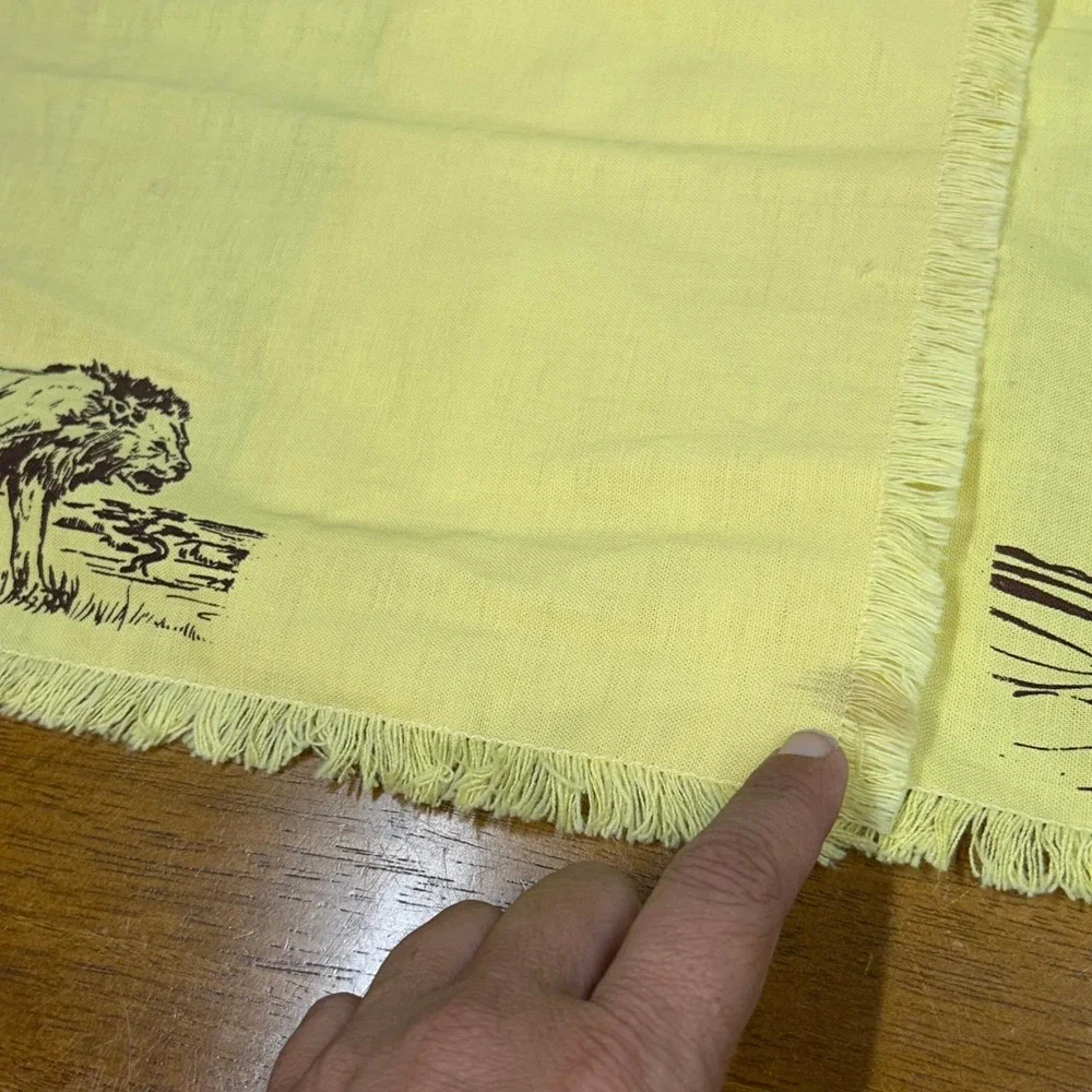 Safari Animal Placemat and Napkin Set 8pc Yellow Fringed Savanna Decor